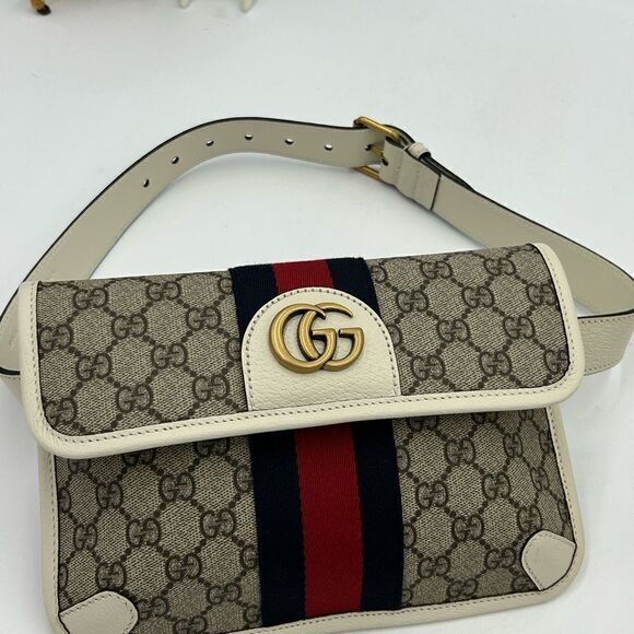 Women’s Gucci brown/white GG canvas web Ophedia Belt bag 80cm/32” adjustable - Picture 12 of 13
